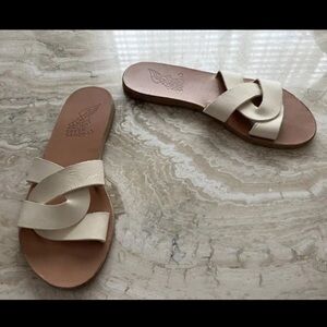 Ancient Greek Sandals Cream Slide Sandals 37 US 7 leather beige shoes